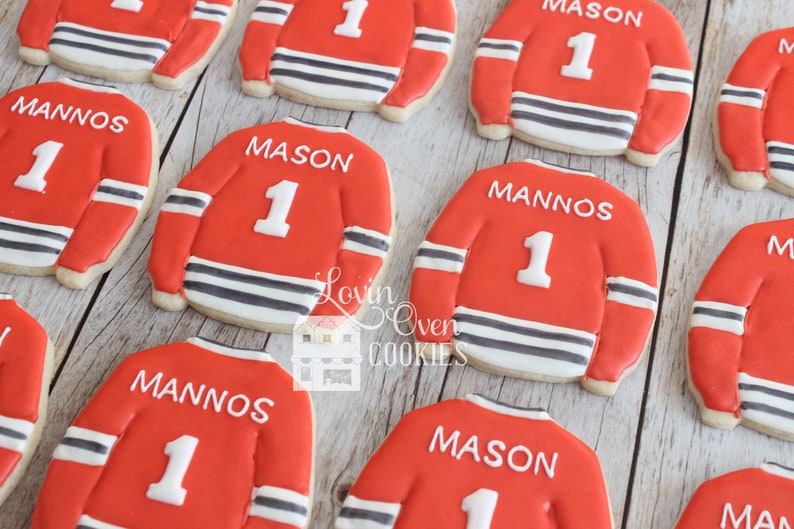 Hockey Jersey Decorated Sugar Cookies 1 Dozen Chicago Etsy