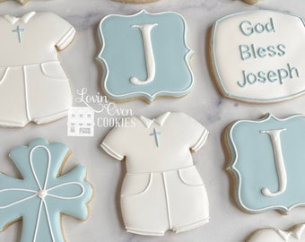 Baptism, Christening, First Communion, 1 Dozen Decorated Sugar Cookies, Edible Party Favor, Dessert Table