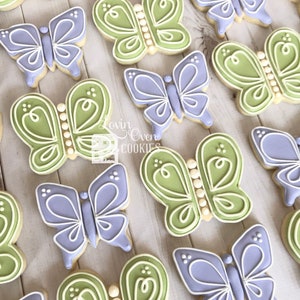 Butterfly Decorated Sugar Cookies , 1 Dozen Cookies, Garden Fairy Tea Party Favors, Dessert Table image 1