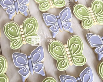 Butterfly Decorated Sugar Cookies , 1 Dozen Cookies, Garden Fairy Tea Party Favors, Dessert Table
