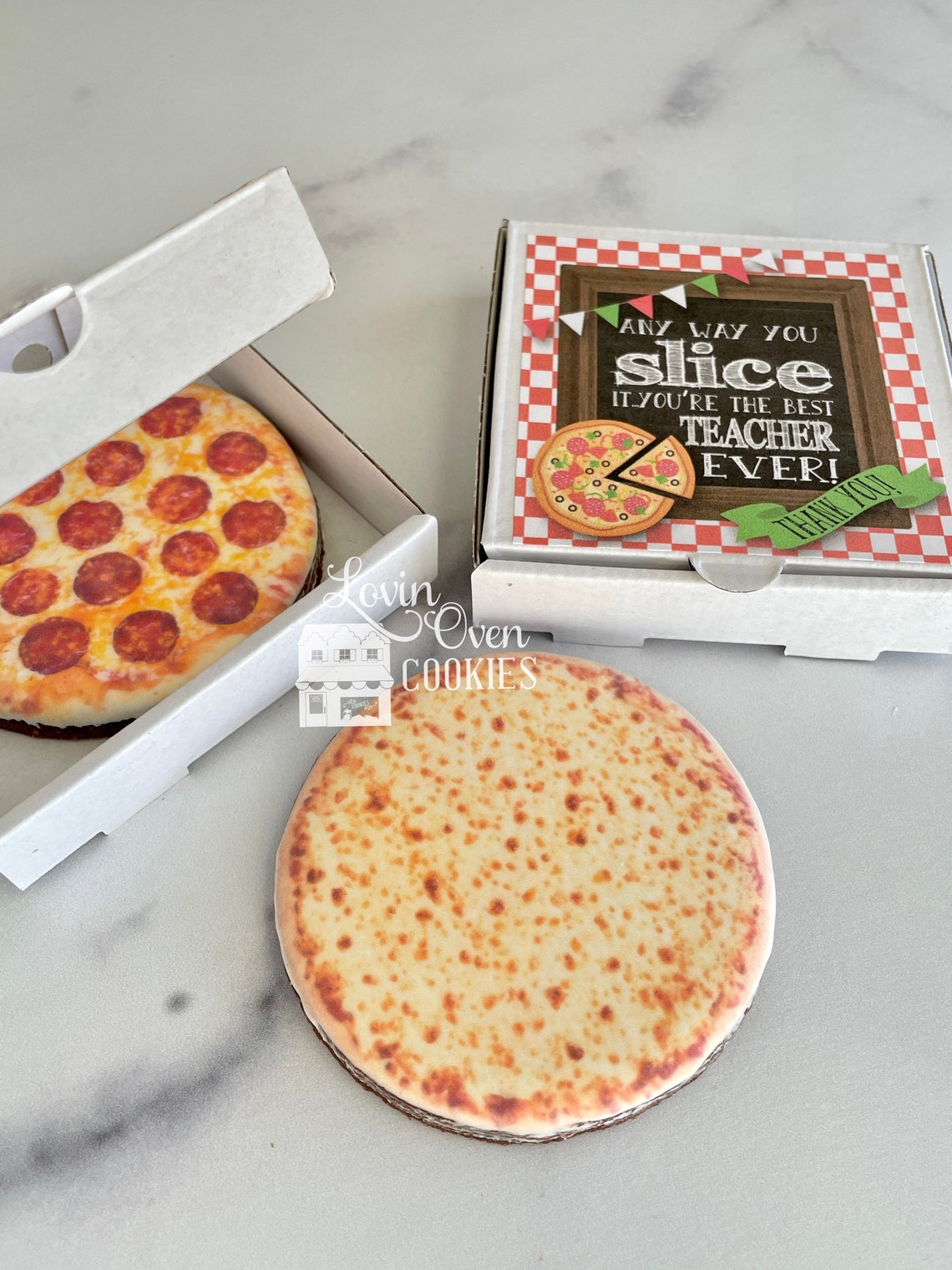 Teacher Appreciation Pizza Decorated Sugar Cookies Pizza Box Etsy