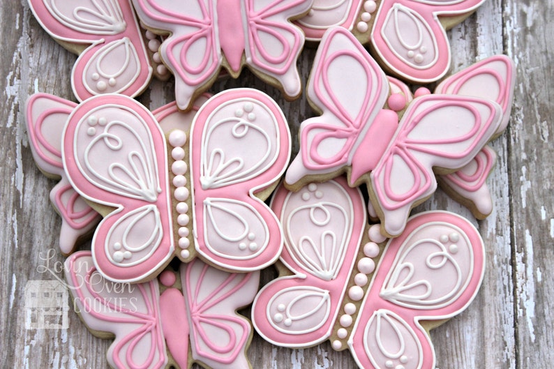 Butterfly Decorated Sugar Cookies , 1 Dozen Cookies, Garden Fairy Tea Party Favors, Dessert Table image 3