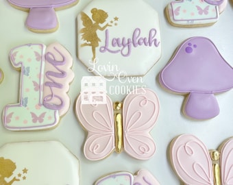 Fairy Garden Birthday Decorated Sugar Cookies, 1 Dozen Cookies, Birthday Party