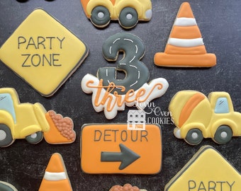 Construction Decorated Sugar Cookies, 1 Dozen Cookies, Birthday Party, Edible Favors, Dessert Table