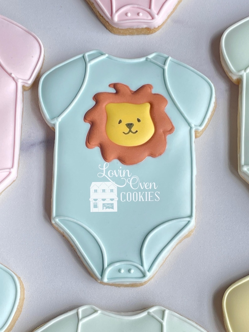 Galletas de azúcar decoradas con temática de safari y jungla, 1 docena de galletas, baby shower, cumpleaños, recuerdo comestible, mesa de postres, jirafa, león, elefante, imagen 5