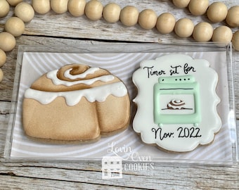 Bun in the Oven Pregnancy Announcement Decorated Sugar Cookies, 2 Cookies in Gift Boxed Set