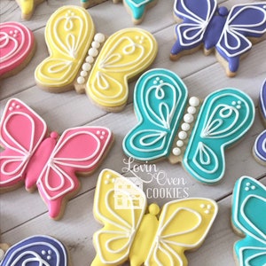 Butterfly Decorated Sugar Cookies , 1 Dozen Cookies, Garden Fairy Tea Party Favors, Dessert Table image 2