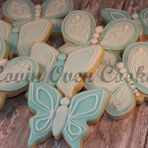 Butterfly Decorated Sugar Cookies , 1 Dozen Cookies, Garden Fairy Tea Party Favors, Dessert Table image 5