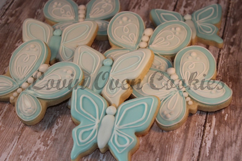 Butterfly Decorated Sugar Cookies , 1 Dozen Cookies, Garden Fairy Tea Party Favors, Dessert Table image 5