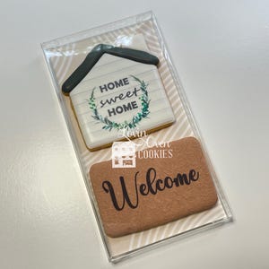 New Home Cookies, Housewarming Gift, Realtor Gift, 2 Decorated Sugar Cookies Gift Boxed Set