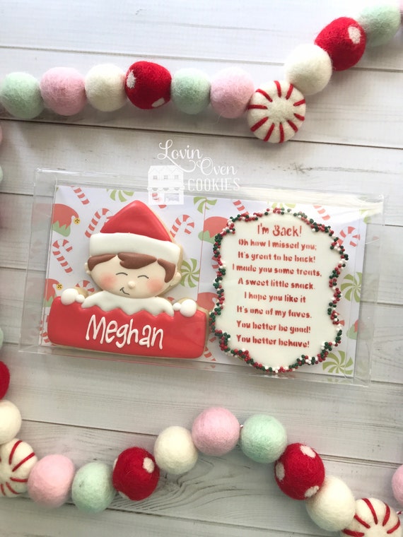 Personalized Elf Decorated Sugar Cookies Gift Box