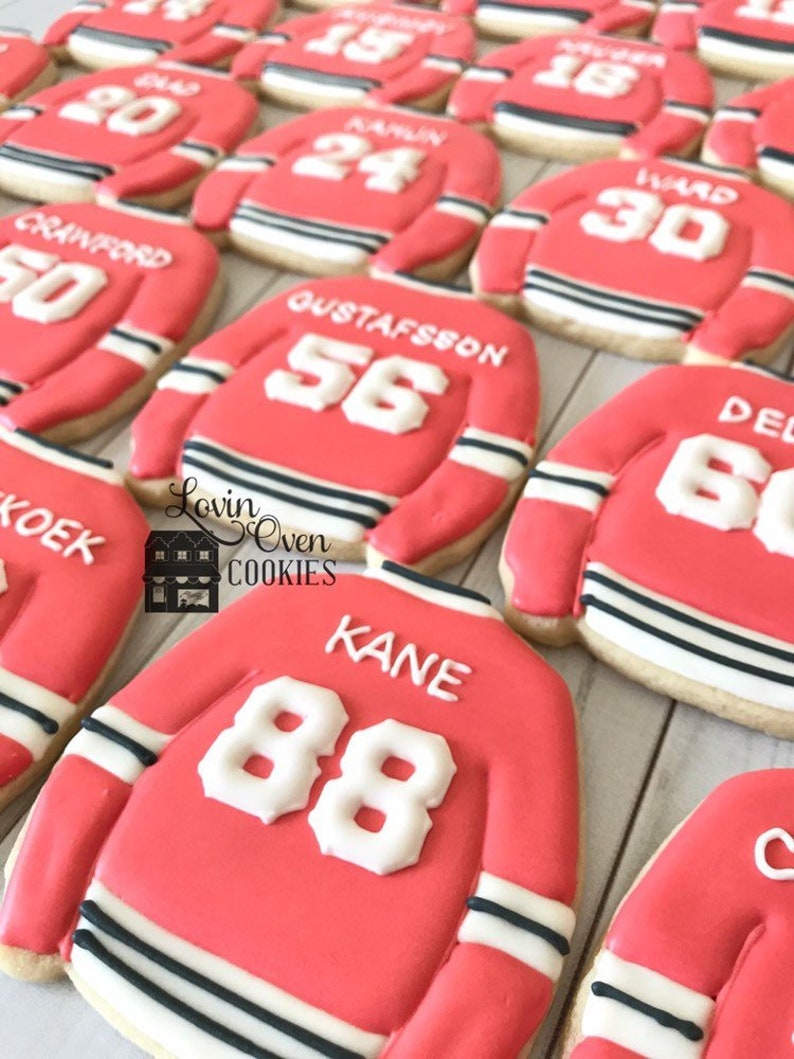 Hockey Jersey Decorated Sugar Cookies 1 Dozen Chicago Etsy