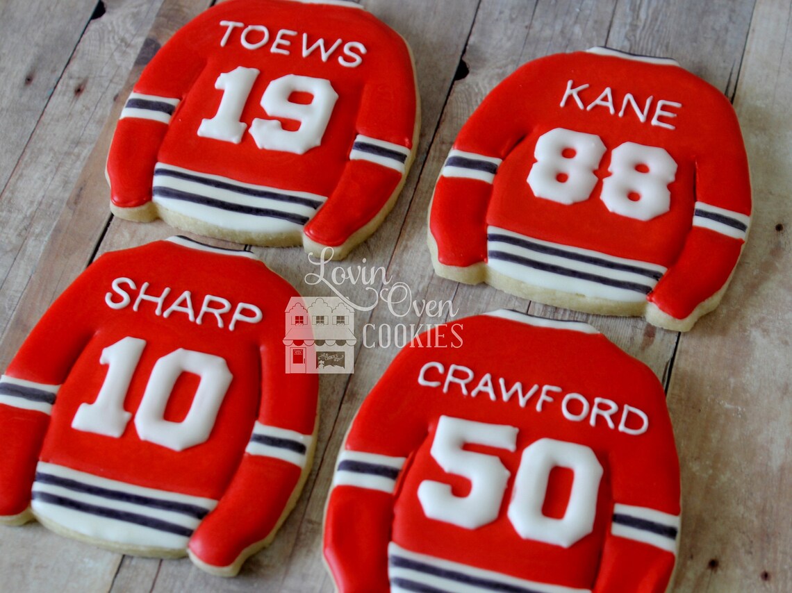 Hockey Jersey Decorated Sugar Cookies 1 Dozen Chicago Etsy