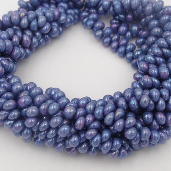 Czech Glass 5/0 Drops Blue Lumi  1 Strand - 10 Inches