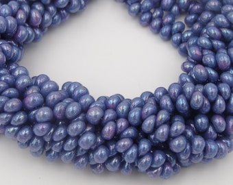Czech Glass 5/0 Drops Blue Lumi  1 Strand - 10 Inches