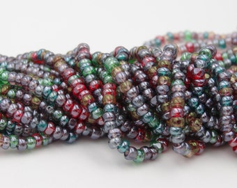 8/0 Charlotte One Cut  Czech Glass Seed Bead  Transparent Luster Mix  3 Strands