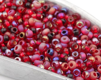 Czech Glass 10/0 Ruby Mix Seed Beads  20 Grams