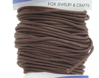 10 METRES GOOD STRONG 2mm MID BROWN COTTON CORD