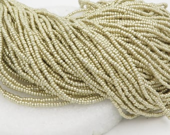 8/0 Metallic Silver Terra Colorfast Czech Glass Seed Beads  3 Long Strands