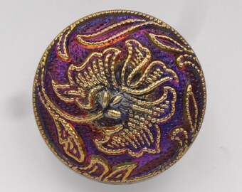 Czech Glass 16mm Button Crystal Vitrail 1 Piece