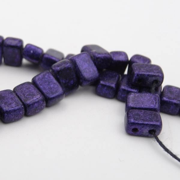 Van Gogh Eggplant CzechMates Bead 4x6mm Two Hole Brick  50 Pieces