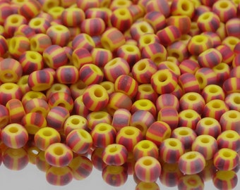 6/0 Yellow Red Matte AB Glass Seed Bead   20 Grams