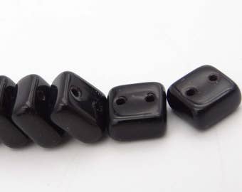 Chexx 6mm 2 Hole Square Beads Jet  Squarelets 25 Pieces