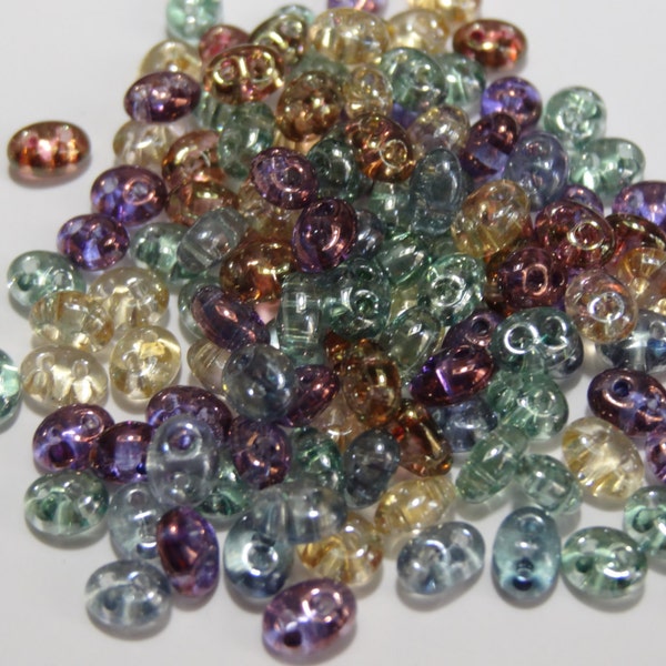 2 Hole Twin Bead 2.5x5mm Luster Mix - Smooth SuperDuo  20 Grams