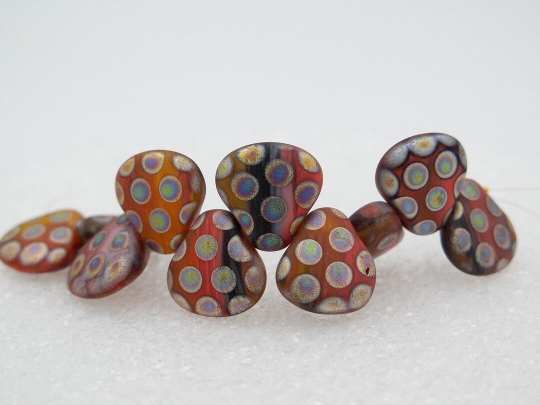 Glass 15mm Shell Beads Coral Fiesta Matte Peacock - Seashell Beads ...