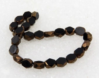 4mm Coin Fire Polished, Faceted Jet Bronze Beads  50 Pieces