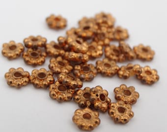 Etch Copper Spacer Beads 5mm Daisy Flower   50 Pieces
