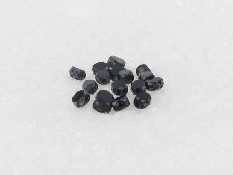 4mm Coin Fire Polished Faceted Jet Picasso Beads 50 Pieces