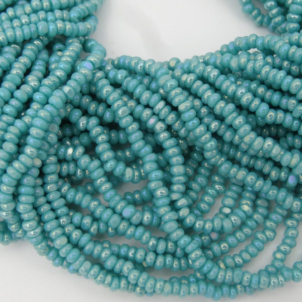 Czech Glass 11/0 Charlotte Seed Beads Green Turquoise AB 1 Hank - 3 Strands