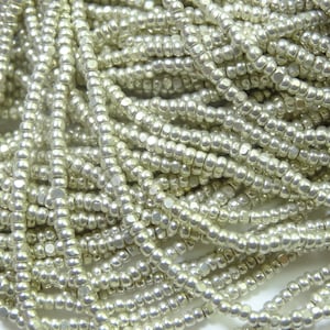 13/0 Charlotte Metallic Silver Terra Seed Bead 3 Long Strands