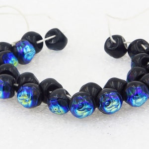 Rosebud Buttons 7mm Jet AB Glass Mushroom Button  Black AB  25 Pieces