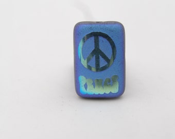 Böhmischen Glas sandgestrahlt 15x10mm Rechtecke Perlen Jet 6 Stück