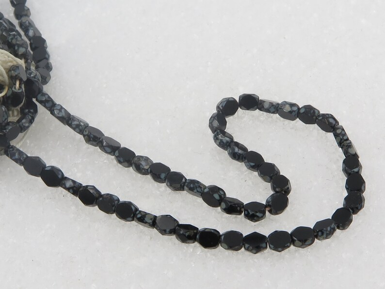 4mm Coin Fire Polished Faceted Jet Picasso Beads 50 Pieces