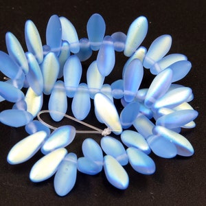 Glass 5x12mm Daggers Light Sapphire Matte AB   25 Pieces