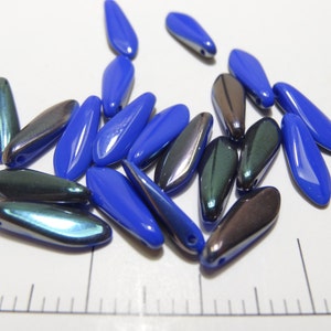 5x16 Czech Glass Daggers Cobalt Celsian  25 Pieces