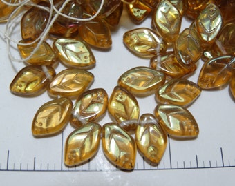 Glass 12x8mm Leaf Beads Celsian - Leaves  25 Pieces