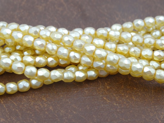 Czech Glass 4mm Fire Polished Gold Pearlized  50 Pieces.