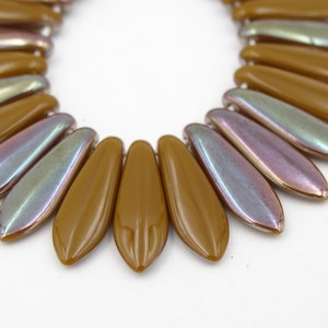 Czech Glass 5x16mm Daggers Brown Celsian  25 Pieces