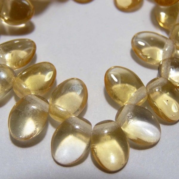 Czech Glass Flower Petals Beads 6x8mm Citrine  25 Pieces