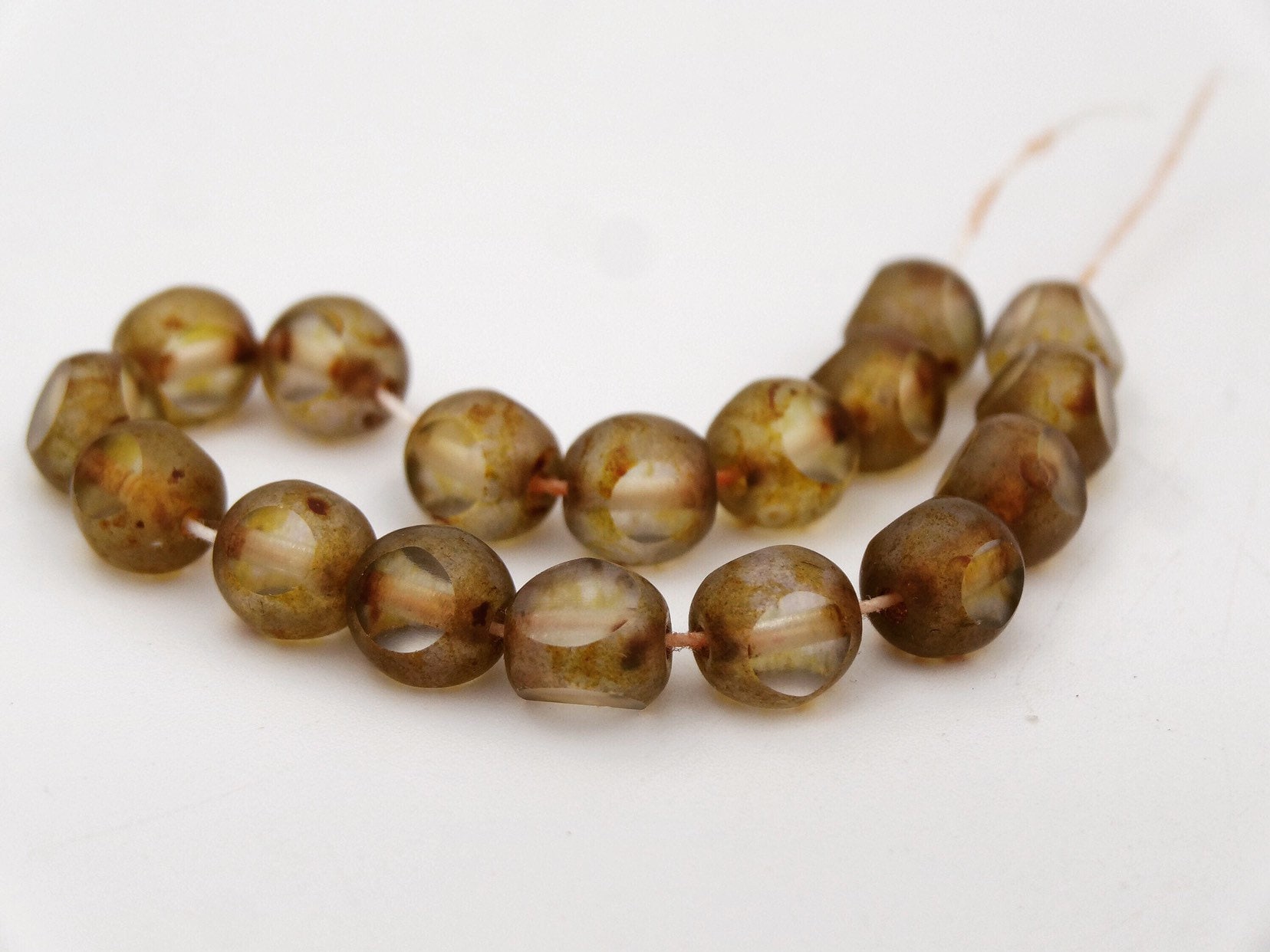 Czech Glass 15x10mm Sandblasted Rectangles Beads Jet 6 Pieces