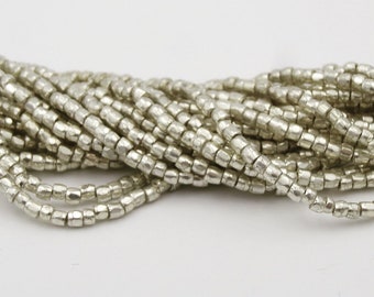 Glass 3 Cut 9/0 Seed Bead Terra Silver  3 Strands