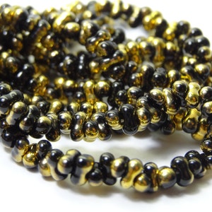 Czech Glass 4x2 mm Farfalle Jet Gold Peanut Bead 6 Strand Mini Hank image 3