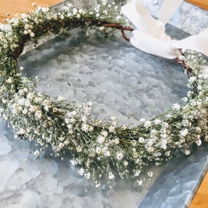 Dried Baby's Breath Floral Hair Crown Halo