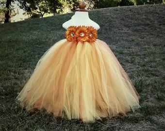 Orange and Yellow Flower Girl Dress for babies, toddlers, girls