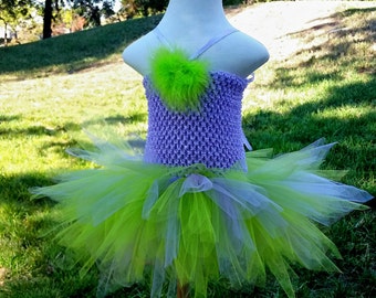 Tinkerbell Tutu Green and Lavender Fairy Costume including wings and wand