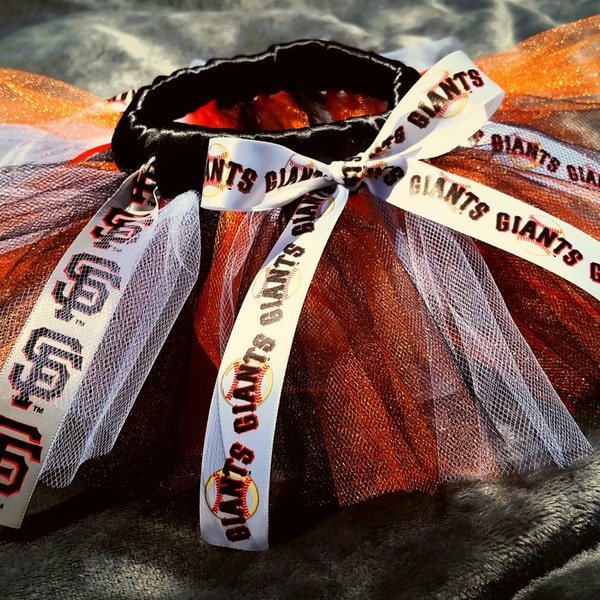 San Francisco Giants tutu skirt, Orange, Black, and White tulle tutu skirt with ribbon